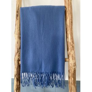 Sjaal - 70 x 180cm - Kobaltblauw - Shawl - Mode - 10%Wol - Jeansblauw