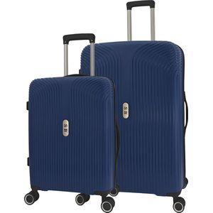 SB Travelbags 2 delige bagage kofferset 4 dubbele wielen trolley - Blauw - 75cm/55cm - TSA slot