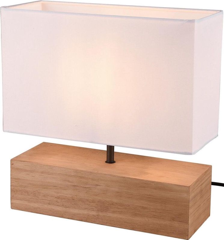 Trion Wooden - Tafellamp - Mat Wit - E27 Fitting - Rechthoek
