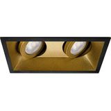 LEDVANCE - Parathom PAR16 940 36D - LED Spot Set - Dimbaar - Inbouw Rechthoek Dubbel - Mat Zwart/Goud - 3.4W - Natuurlijk Wit 4000K - Kantelbaar - 185x93mm