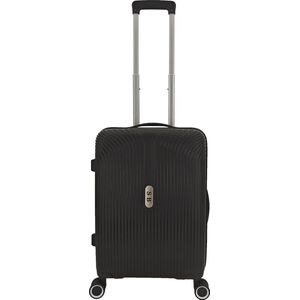 SB Travelbags Handbagage koffer 55cm 4 dubbele wielen trolley - Zwart - TSA slot