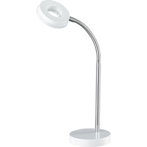 LED Bureaulamp - Tafelverlichting - Torna Renny - 4W - Warm Wit 3000K - Rond - Mat Wit - Aluminium