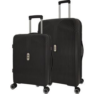 SB Travelbags 2 delige bagage kofferset 4 dubbele wielen trolley - Zwart - 75cm/55cm - TSA slot