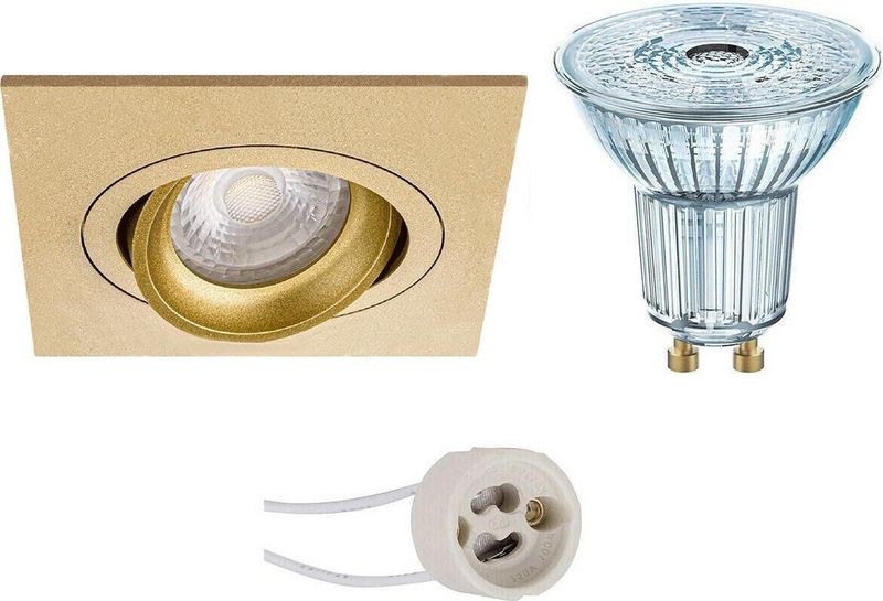 LEDVANCE - Parathom PAR16 940 36D - LED Spot Set - Dimbaar - Inbouw Vierkant - Mat Goud - GU10 Fitting - 3.4W - Natuurlijk Wit 4000K