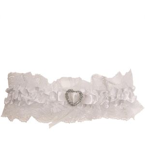 Kousenband wit met blauw