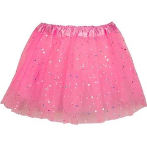 Tutu voor kinderen roze met zilveren sterretjes