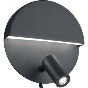 LED Wandlamp - Torna Marano - 8W - Warm Wit 3000K - Rond - Mat Zwart - Aluminium