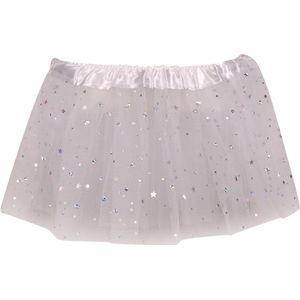 Tutu voor baby/peuter wit met zilveren sterretjes