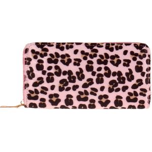 Portemonnee roze met luipaardprint - 20x11cm