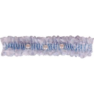 Kousenband grote maat - blauw kant