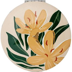 Compact Make Up Spiegeltje Florens Roze met Oranje Bloemen - 6cm