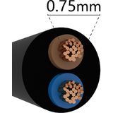 VMVL Kabel - Stroomkabel - 2x0.75mm - 2 Aderig - 100 Meter - H03VV-F - Zwart
