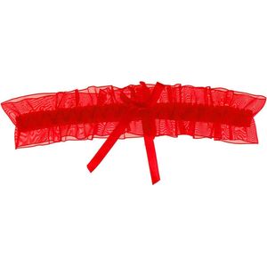 Rode Kousenband met Organza en Rood Strikje