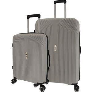 SB Travelbags 2 delige bagage kofferset 4 dubbele wielen trolley - Licht Grijs - 75cm/55cm - TSA slot