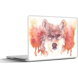 Laptop sticker - 11.6 inch - Wolf - Aquarel - Wit - 30x21cm - Laptopstickers - Laptop skin - Cover
