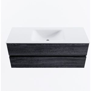 MONDIAZ VICA 120cm badmeubel onderkast Antracite 2 lades. Wastafel CLOUD midden zonder kraangat, kleur Talc.
