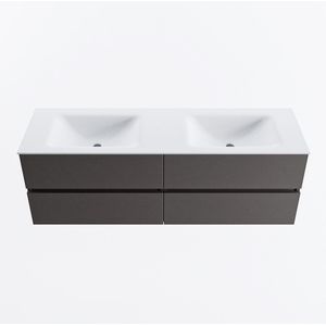 MONDIAZ VICA 150cm badmeubel onderkast Dark Grey 4 lades. Wastafel CLOUD dubbel 2 kraangaten, kleur Talc.