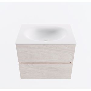 Mondiaz vica 60 cm badmeubel onderkast underlayment 2 lades. Wastafel moon midden 1 kraangat, kleur talc.