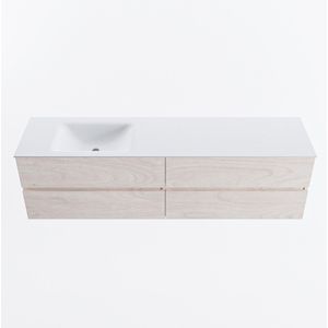 MONDIAZ VICA 180cm badmeubel onderkast Underlayment 4 lades. Wastafel CLOUD links zonder kraangat, kleur Talc.
