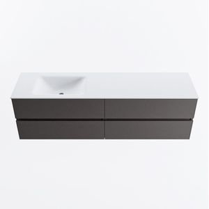 MONDIAZ VICA 170cm badmeubel onderkast Dark Grey 4 lades. Wastafel CLOUD links 1 kraangat, kleur Talc.