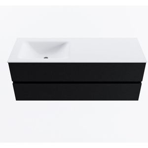 Mondiaz vica 130 cm badmeubel onderkast urban 2 lades. Wastafel cloud links 1 kraangat, kleur talc.