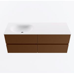 MONDIAZ VICA 130cm badmeubel onderkast Rust 4 lades. Wastafel MOON links zonder kraangat, kleur Talc.