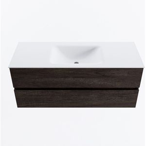 MONDIAZ VICA 120cm badmeubel onderkast Dark Brown 2 lades. Wastafel CLOUD midden 1 kraangat, kleur Talc.