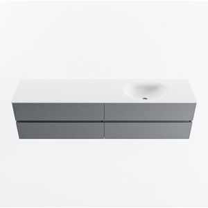 Mondiaz vica 190 cm badmeubel onderkast plata 4 lades. Wastafel moon rechts zonder kraangat, kleur talc.