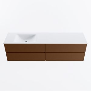Mondiaz vica 180 cm badmeubel onderkast rust 4 lades. Wastafel cloud links zonder kraangat, kleur talc.