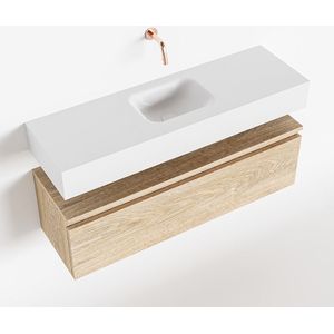 MONDIAZ ANDOR 100cm toiletmeubel washed oak. LEX 100cm wastafel talc midden geen kraangat