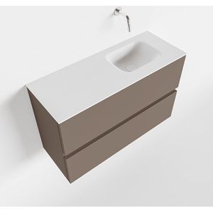 MONDIAZ ADA 80cm toiletmeubel smoke. LEX wastafel talc rechts zonder kraangat