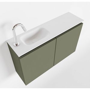 MONDIAZ TURE 80cm toiletmeubel army. EDEN wastafel talc links 1 kraangat