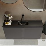 MONDIAZ TURE 100cm toiletmeubel dark grey. EDEN wastafel urban midden geen kraangat