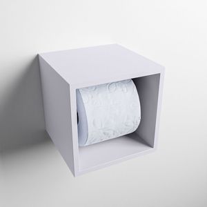 Mondiaz easy toiletrolhouder cube 160 solid surface 16x16 cm kleur cale. Geschikt voor op en inbouw.
