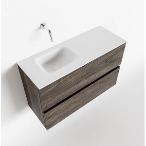 Mondiaz ada 80 cm toiletmeubel dark brown. Lex wastafel talc links zonder kraangat