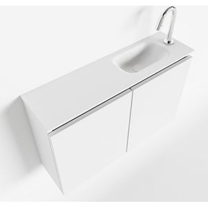 MONDIAZ TURE 80cm toiletmeubel talc. EDEN wastafel talc rechts 1 kraangat