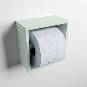 Mondiaz easy toiletrolhouder cube 160 solid surface 16x8,6 cm kleur greey. Geschikt voor op en inbouw.
