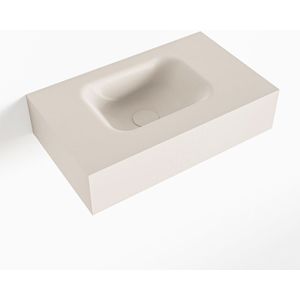 Mondiaz lex linen vrijhangende solid surface wastafel 50 cm. Positie wasbak links