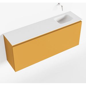 Mondiaz Olan 120cm toiletmeubel ocher met wastafel talc rechts geen kraangat