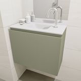 Mondiaz olan 60 cm toiletmeubel army. Lex wastafel talc midden 1 kraangat