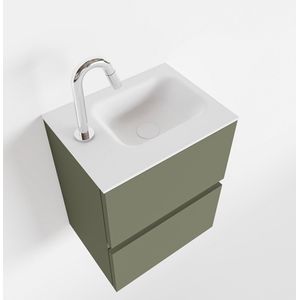 MONDIAZ ADA 40cm toiletmeubel army. LEX wastafel talc links 1 kraangat