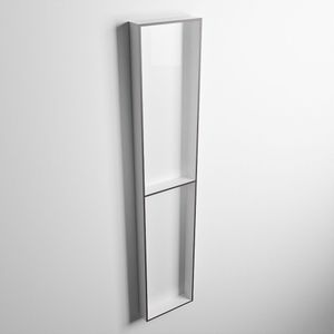 Mondiaz easy nis 89,5x29,5 cm in solid surface kleur darkgrey | talc. 2 vakken geschikt voor in- of opbouw