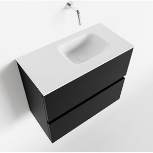 MONDIAZ ADA Toiletmeubel - 60x30x50cm - 0 kraangaten - 2 lades - urban mat - wasbak rechts - Solid surface - Wit FK75341748