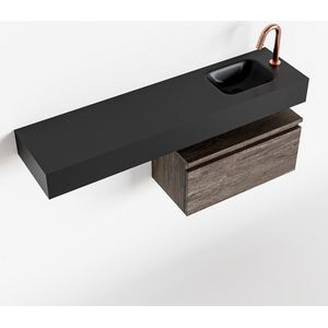 Mondiaz andor 60 cm toiletmeubel dark brown. Lex 120 cm wastafel urban rechts 1 kraangat