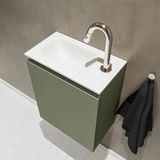 Mondiaz Ture 40cm toiletmeubel army met wastafel talc links 1 kraangat