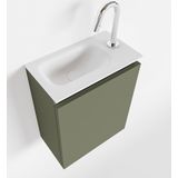 MONDIAZ TURE 40cm toiletmeubel army. EDEN wastafel talc links 1 kraangat