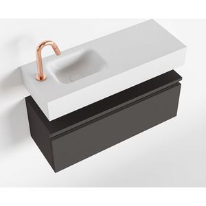 Mondiaz andor 80 cm toiletmeubel dark grey. Lex 80 cm wastafel talc links 1 kraangat