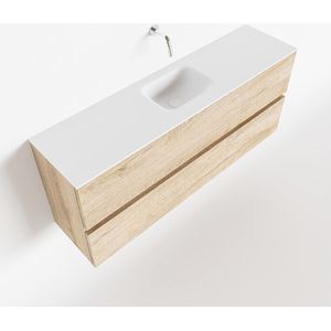 MONDIAZ ADA 120cm toiletmeubel washed oak. LEX wastafel talc midden zonder kraangat