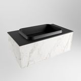 Mondiaz Erin 80cm badmeubel Carrara met 1 lade en zwarte wastafel midden 1 kraangat