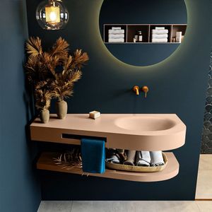 Mondiaz - Riva - Wastafel - Rosee - 120 cm - Met Planchet - Rechts